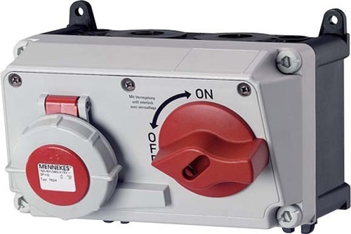 Mennekes Wanddose DUO 32A,4p,6h,400V,IP67 7634 Mennekes Wanddose DUO 32A,4p,6h,400V,IP67 7634