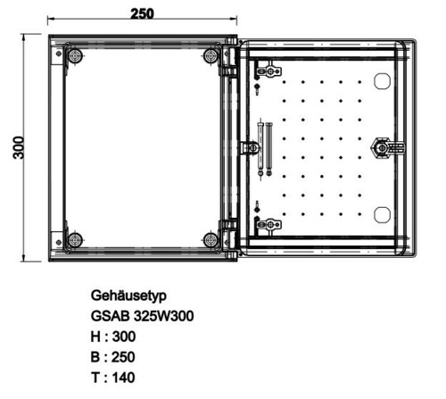 GSAB Elektrotechnik GfK-Wandschrank IP65 300x250x160 325W300ES