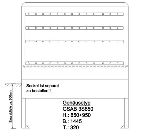 GSAB Elektrotechnik Normkabelverteilerschrank 850x1445x332mm 3S850K630