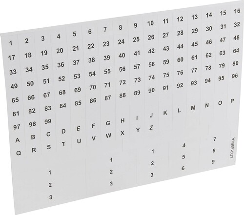 Legrand (BT) Blatt m.Zahlen 1-99 Legrand 004969