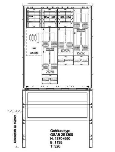 GSAB Elektrotechnik Zähleranschlusssäule e.onAVACON 5ZP o.TSG 09.00.1P51HSA