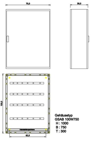 GSAB Elektrotechnik GfK-Wandschrank IP55 1000x750x300mm 100W750K