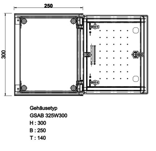 GSAB Elektrotechnik GfK-Wandschrank IP65 300x250x160mm 325W300MDS GSAB Elektrotechnik GfK-Wandschrank IP65 300x250x160mm 325W300MDS