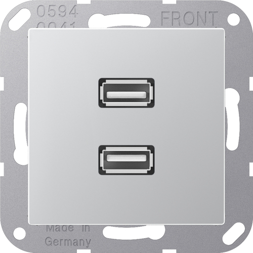 Jung Multimedia-Anschluss aluminium 2 x USB m.Tragring MA A 1153 AL