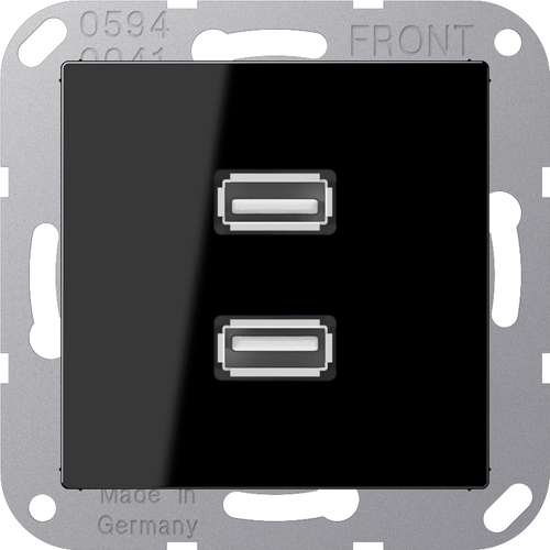 Jung Multimedia-Anschluss schwarz 2 x USB m.Tragring MA A 1153 SW