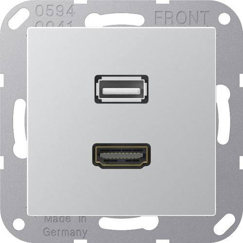 Jung Multimedia-Anschluss aluminium HDMI/USB m.Tragring MA A 1163 AL
