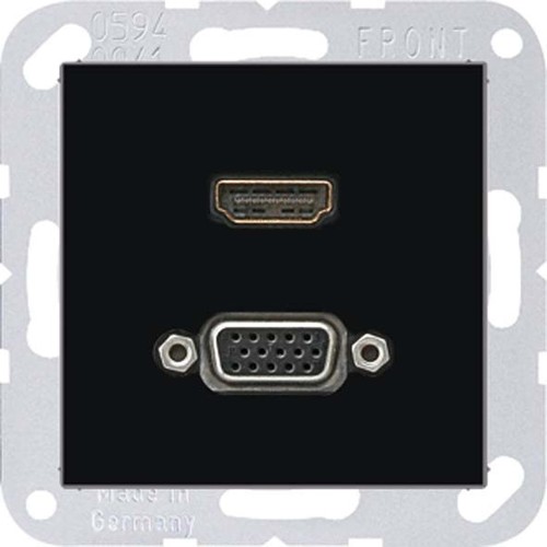 Jung Multimedia-Anschluss schwarz HDMI/VGA m.Tragring MA A 1173 SW