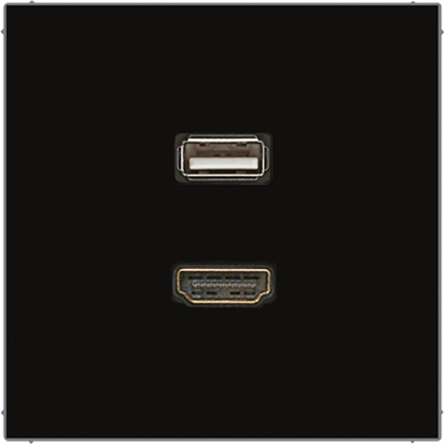 Jung Multimedia-Anschluss schwarz HDMI/USB m.Tragring MA LS 1163 SW