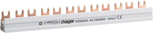 Hager Phasenschiene 2P,10qmm,12mod,Gabel KDN263A