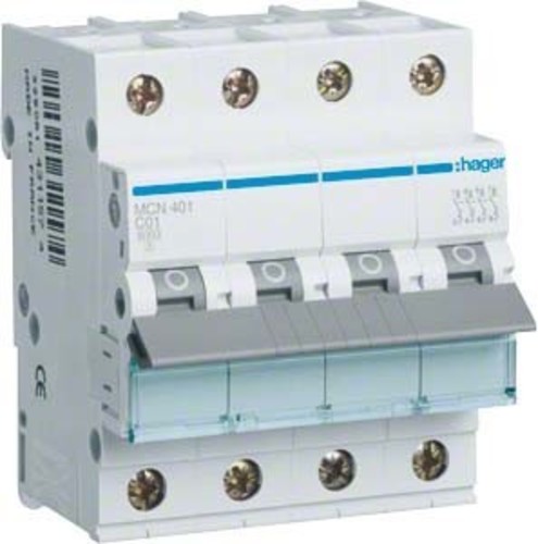 Hager Leitungsschutzschalter 4pol. C-1A, 6kA MCN401