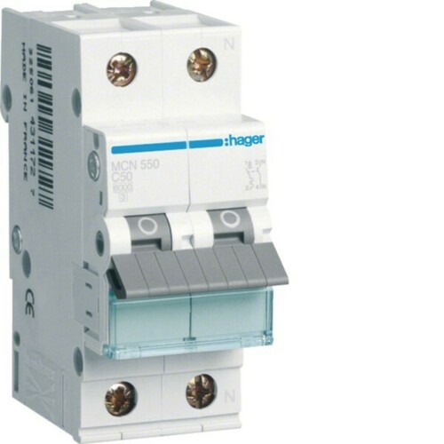 Hager Leitungsschutzschalter 1p+N, C-50A, 6kA MCN550