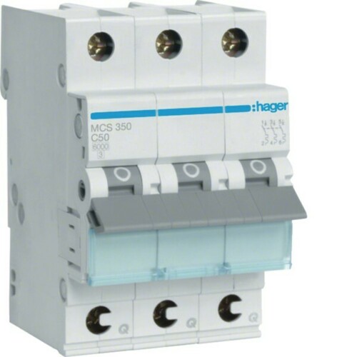Hager Leitungsschutzschalter 3p. C-50A 6kA 3M QC MCS350