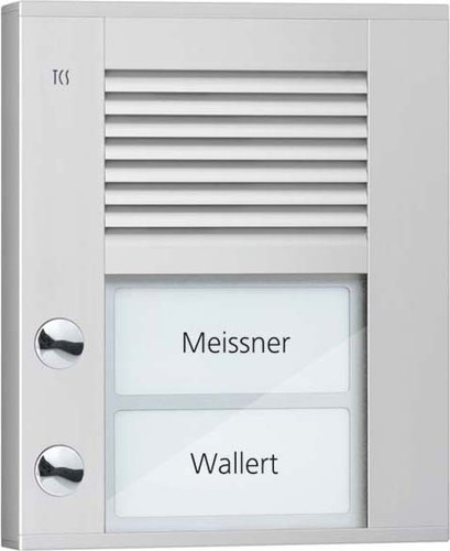 TCS Tür Control Audioaußenstation1-reihig 2 Tasten AP silber PDS02-EN/04