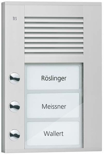 TCS Tür Control Audioaußenstation1-reihig 3 Tasten AP silber PDS03-EN/04