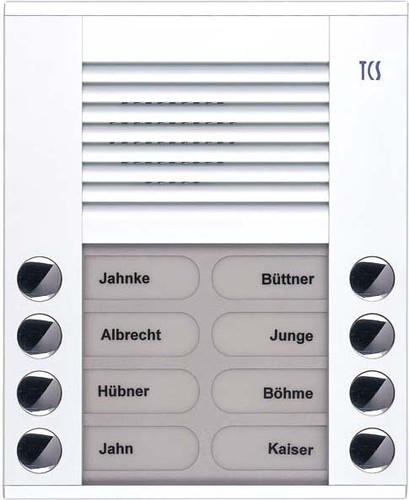 TCS Tür Control Audioaußenstation 2-reihig 8 Tasten AP weiß PES08-WS/04