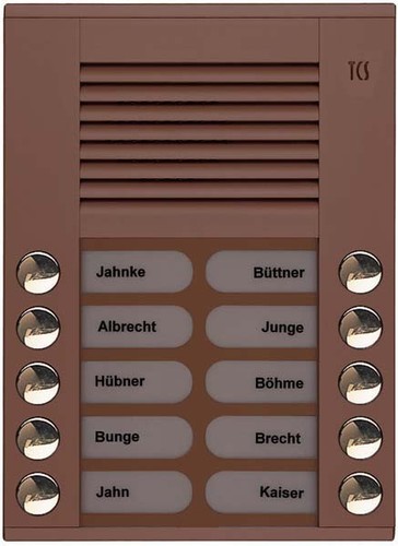 TCS Tür Control Audioaußenstation 2-reihig 10 Tasten AP bronze PES10-EB/04