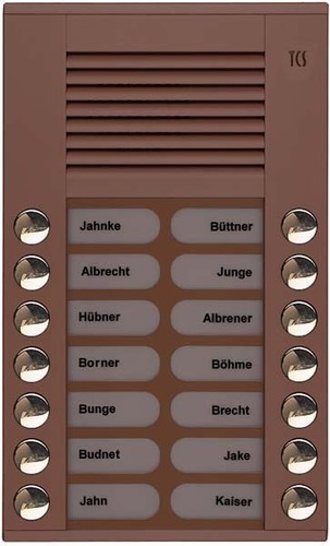 TCS Tür Control Audioaußenstation 2-reihig 14 Tasten AP bronze PES14-EB/04