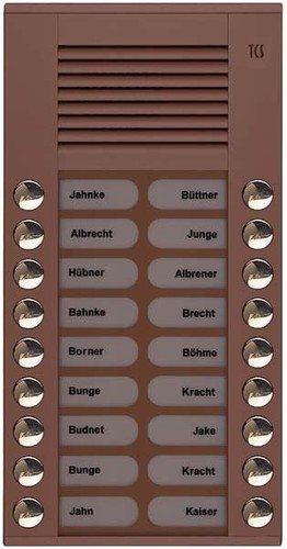 TCS Tür Control Audioaußenstation 2-reihig 18 Tasten AP bronze PES18-EB/04
