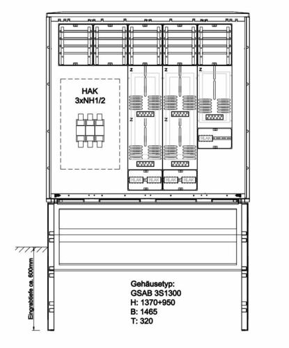 GSAB Elektrotechnik Zähleranschlußsäule 5 ZP, m. HAK NH2 02.00.1P51HAK2