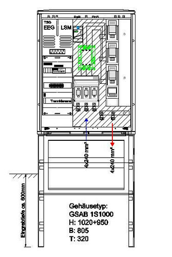 GSAB Elektrotechnik NA-Schutzschrank 75kW 1000x805x320 1S1000AR75kWLSL2