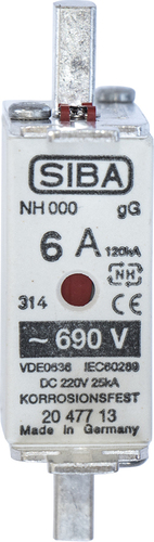 Siba NH-Sicherungseinsatz 6A NH00 gG 690V 2047713.6