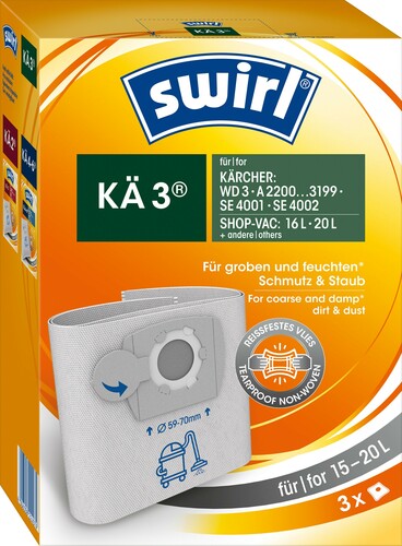 Swirl Staubbeutel Nass/Trocken für Kärcher/Shop-Vac KÄ 3 (VE3)