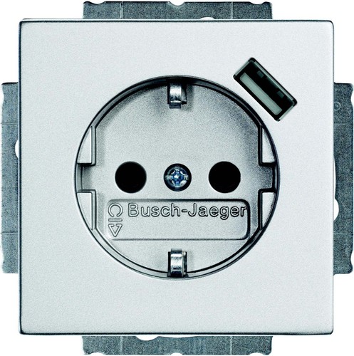 Busch-Jaeger Schuko/USB-Steckdose alusilber 20 EUCBUSB-83