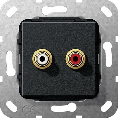 Gira Cinch Audio Kabelpeitsche UP Tragring schwarz matt 563310 Gira Cinch Audio Kabelpeitsche UP Tragring schwarz matt 563310