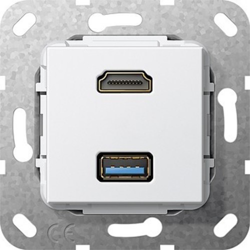 Gira UP Tragring HDMI und USB A reinweiß Gender Changer 567803 Gira UP Tragring HDMI und USB A reinweiß Gender Changer 567803