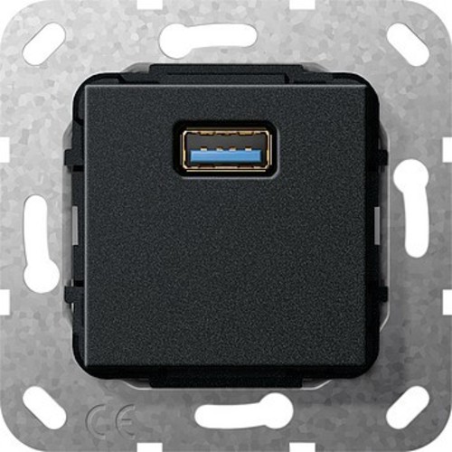 Gira UP Tragring USB A schwarz matt Gender Changer 568210 Gira UP Tragring USB A schwarz matt Gender Changer 568210