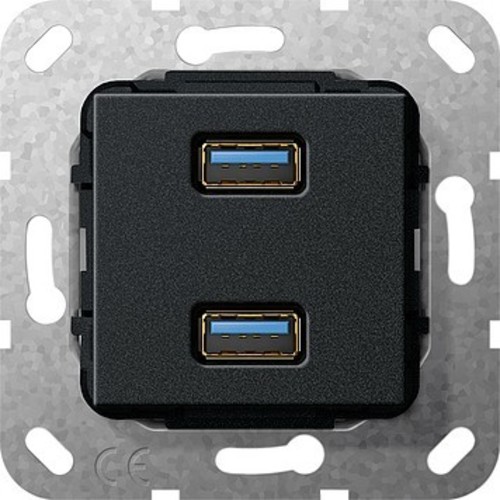 Gira USB 3.0 A 2-fach ch schwarz matt Gender Changer 568410 Gira USB 3.0 A 2-fach ch schwarz matt Gender Changer 568410