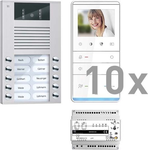 TCS Tür Control Videosprechanlgenset color 10 Tasten AP,Freispr PVE16100-0010