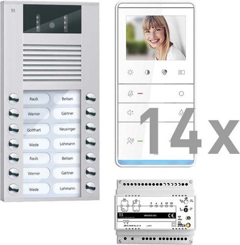 TCS Tür Control Videosprechanlgenset color 14 Tasten AP,Freispr PVE16140-0010