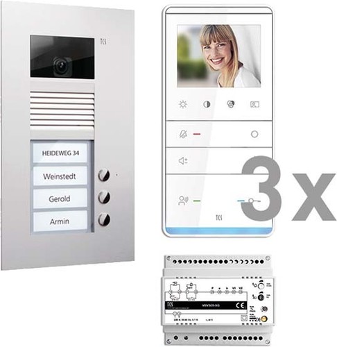 TCS Tür Control Videosprechanlgenset color 3 Tasten UP,Freispr. PVU17030-0010