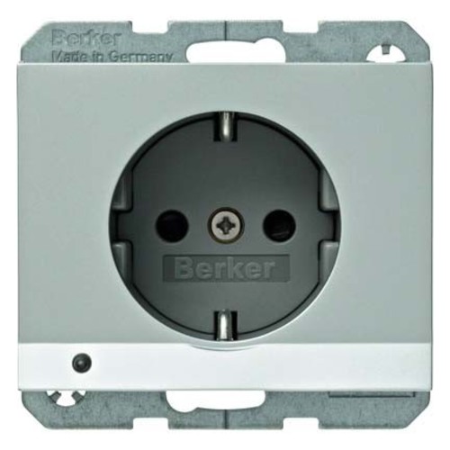 Berker SCHUKO-Steckdose aluminium LED-Orientierg-licht 41097003 Berker SCHUKO-Steckdose aluminium LED-Orientierg-licht 41097003