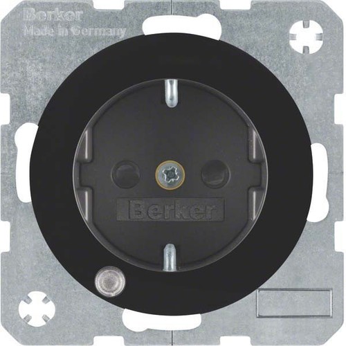 Berker SCHUKO-Steckdose sw/gl Kontroll-LED 41102045