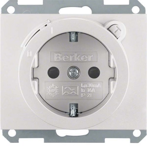 Berker SCHUKO-Steckdose aluminium m. FI-Schutzschalter 47087003