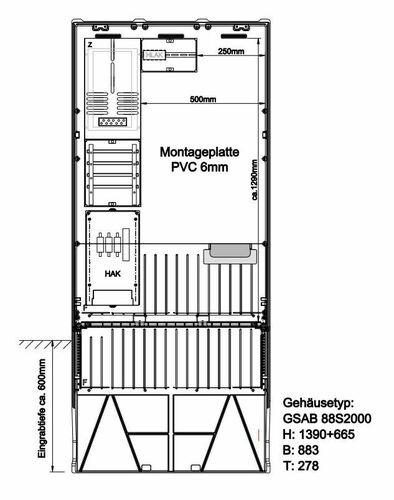 GSAB Elektrotechnik Festplatzsäule zur Selbstbestückung 02.88.1P11FP