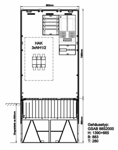 GSAB Elektrotechnik Zähleranschlußsäule eon Bayern 1 Zähler 02.88.1P11HAK2