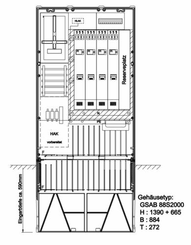 GSAB Elektrotechnik Festplatzsäule m. Sammelsch.,5-p. 03.88.1P11Sy4DSZ