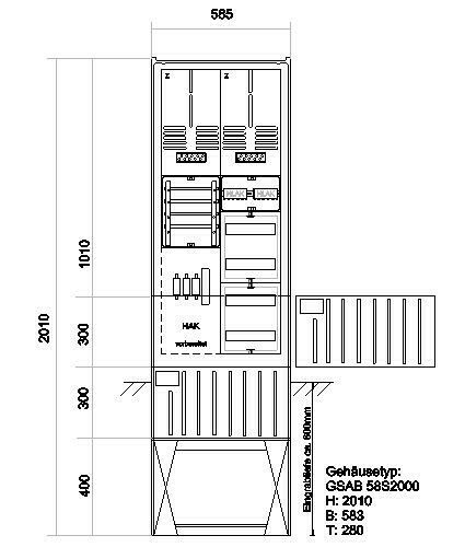 GSAB Elektrotechnik Zähleranschlußsäule edis 2 Zähler 08.00.1P21V5