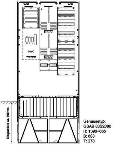 GSAB Elektrotechnik Zähleranschlußsäule eon edis 2 Zähler 08.88.1P21V6
