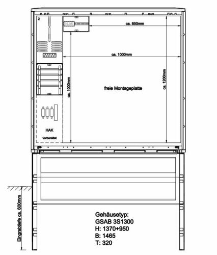 GSAB Elektrotechnik Zähleranschlußsäule 1100x1240mm 08.00.1P11Gr.3