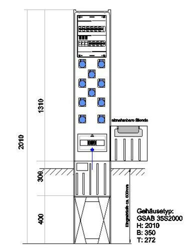 GSAB Elektrotechnik Festplatzverteiler HxBxT:2010x350x280 35S20FP10CE16
