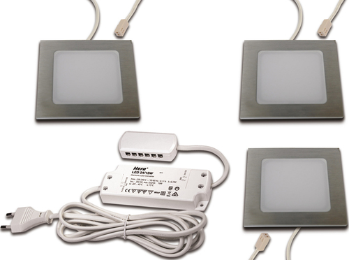 Hera LED Einbauleuchte 3er-Set ww, edelstahloptik 3er Set #61060431002