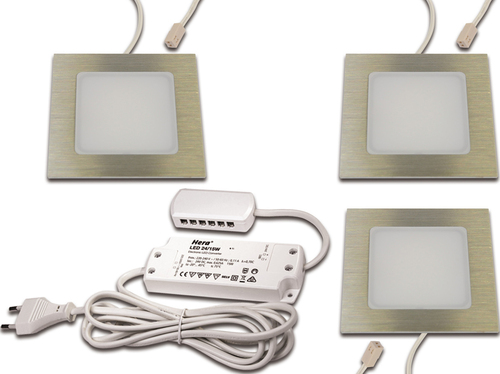 Hera LED Einbauleuchte 3er-Set nw, edelstahloptik 3er Set #61060531003 Hera LED Einbauleuchte 3er-Set nw, edelstahloptik 3er Set #61060531003