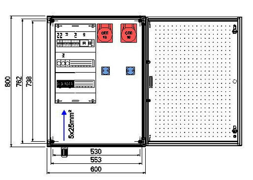 GSAB Elektrotechnik Festplatzverteiler Wand HxBxT:800x600x300 86W800MFP2162S