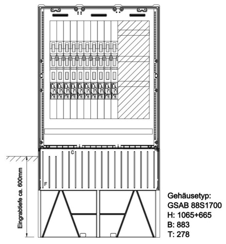 GSAB Elektrotechnik Verteilersäule HxBxT:1064x883x278mm 88S1700K10LSL00
