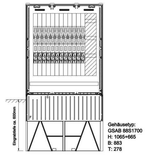 GSAB Elektrotechnik Verteilersäule HxBxT:1064x883x278mm 88S1700K12LSL00