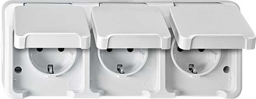 Merten SCHUKO-Dreifach-Steckdose lichtgrau MEG2390-8029